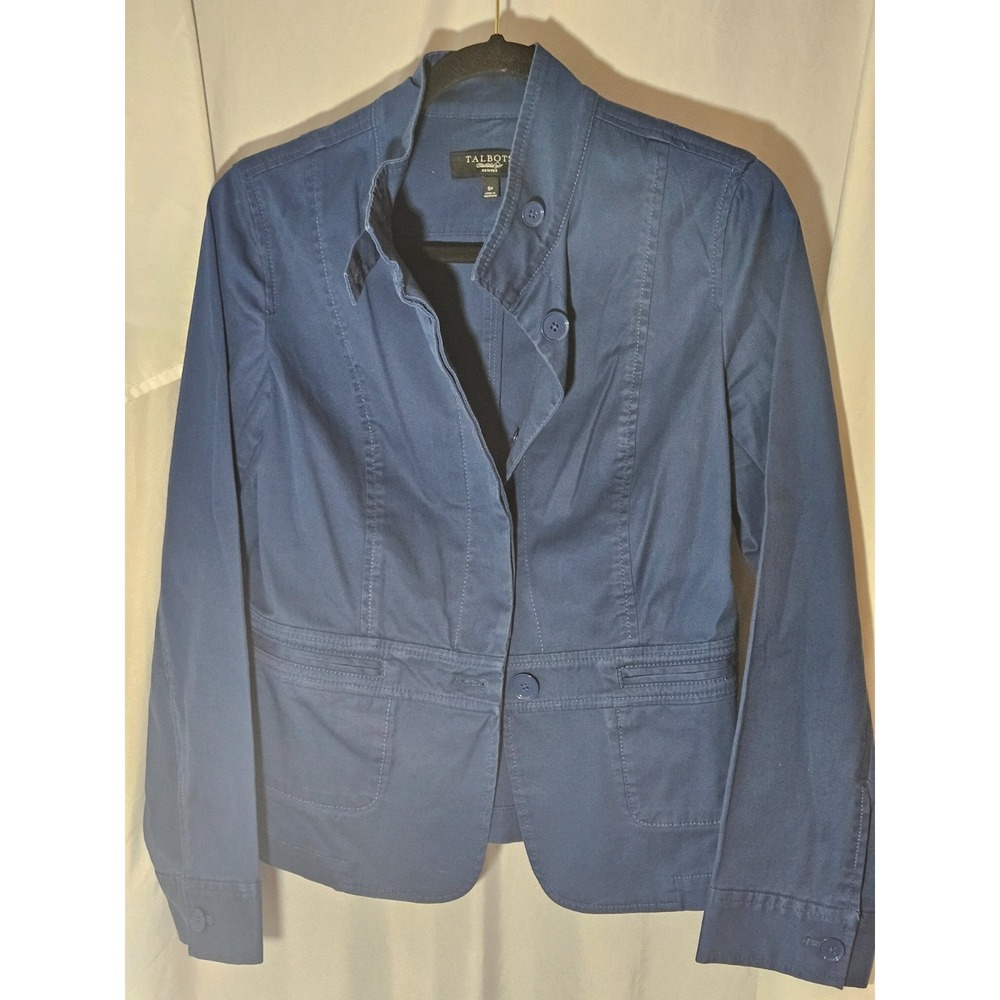 Womens Talbots Jackets Blazer 6P Petite Blue Cotton‎